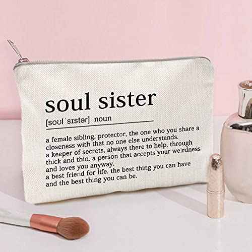 Soul Sister Makeup Case Gifts for Sister Cosmetic Bag Best Friend Toiletry Bag Gift Motivation Quotes Sister Birthday Gift (Soul Sister)