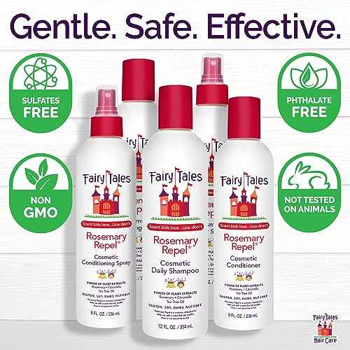 Fairy Tales Rosemary Repel Daily Kids Shampoo, 12 fl oz., Conditioner, 8 fl oz. & Conditioning Spray, 8 fl oz. Star Trio? Kids Like the Smell, Lice Do Not