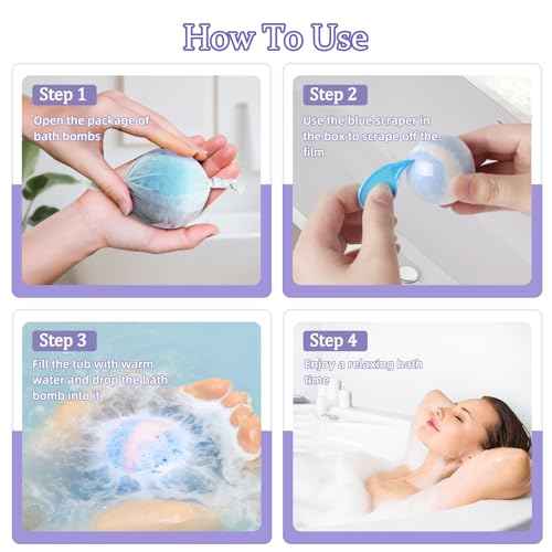 TranquilBliss Bath Bombs for Women, 50 PCS Set with 10 Rich Scents, Natural Bubble Bathbombs, Dry Skin Moisturizing, Present for Christmas, Mother¡¯s Day, Birthday, for Mom, Wife, Her, Girls