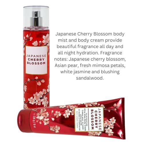Bath & Body Works Fine Fragrance Mist & Ultra Shea Body Cream Japanese Cherry Blossom 2 Piece Set Full Size 8oz.