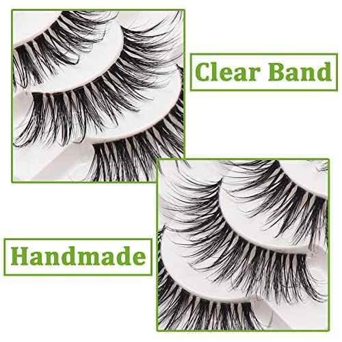 Losha Eyelashes Wispy Lashes Natural Look 8 Pairs Clear Band False Eyelashes Handmade Reusable Fake Eye Lashes Pack (G1)