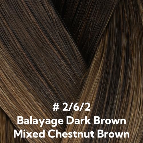 HOTBANANA Invisi Edge Tape in Hair Extensions Human Hair, 18inch 50g 20pcs Balayage Dark Brown Mixed Chestnut Brown Invisible Tape in Extensions Straight Seamless Real Remy Hair Injected