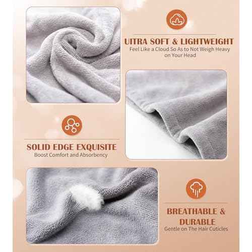 POPCHOSE Microfiber Hair Towel Wrap, Fast Drying Hair Turban, Soft Ultra Absorbent, Gifts Stocking Stuffers for Women, No Frizz Hair Wrap Towels for Women Wet Hair, Curly, Longer, Thicker Hair
