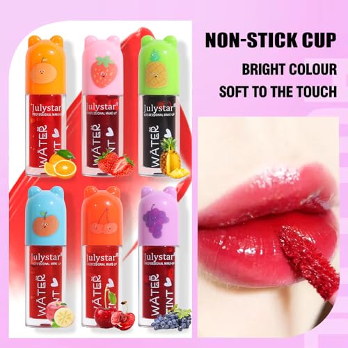 3 Colors Water Based Lip Stain Set£¬Dyeing Lip Liquid Lip Glaze£¬Multi-use Korean Moisturizing Velvet Mini Lip Glaze£¬Vivid Color Lip Stain with Weightless Long lasting Non-Stick Cup Waterproof