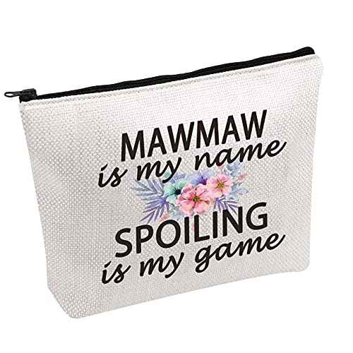 PWHAOO Grandma Mawmaw Gift Mawmaw Is My Name Spoiling Is My Game Best Mawmaw Ever Cosmetic Make Up Storage Bag Gift (Mawmaw Bag)
