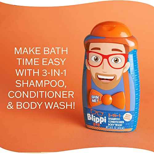 Blippi Taste Beauty 3-in-1 Kids¡¯ Bodywash, Shampoo, and Conditioner, 14 Ounces, Mixed-Berry Scent