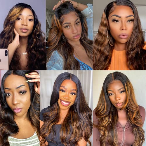 P430 Bundles Ombre Brown Bundles Highlight Human Hair Bundle Brown Body Wave Bundle Double Weft Brazilian Virgin Remy Hair Extensions Soft And Healthy 18 20 22 inch