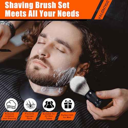 Shaving Brush, 3 In 1 Shaving Brush Set Includes Stainless Steel Shaving Stand and Bowl, Synthetic Badger Hair Shave Brush for Men's Shave Gift