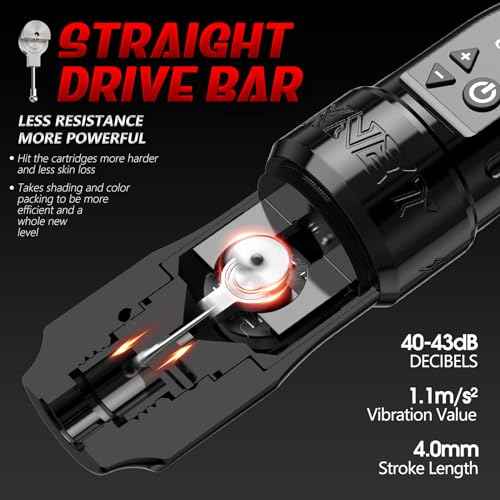 Xnet Wilk Wireless Tattoo Gun Machine Brushless Motor Straight Drive Bar - 2400mAh & Extra 1800mAh Batteries Rotary Tattoo Cartridge Pen with Digital Display for Professional Tattoo Artists& Beginners