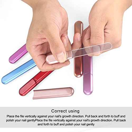 Premium Glass Nail File with Case, Crystal Diamond Salon Best Beauty Nail Buffer for Natural and Acrylic Nails Christmas Gift for Woman and Man,Black Gold