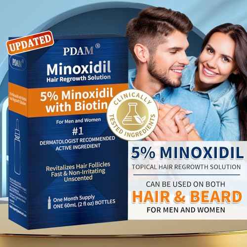 Minoxidil for Men and Women Hair Growth - 5% Minoxidil Hair Growth Serum for Men to Regrow Fuller, Thicker Hair & Beard - Minoxidil for Women Hair Growth- Improves Appearance of Thinning Hair 2 FL OZ