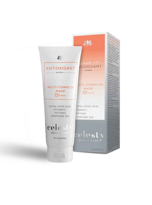 Celest Beauty Antioxidant Deep Face Mask Skincare, Boosts Collagen, Vitamin C, Coenzyme Q10, Alpha Lipoic, 24 Extracts for your Anti Aging Revitalized Radiant Skin. 4 Fl Oz Large Size.