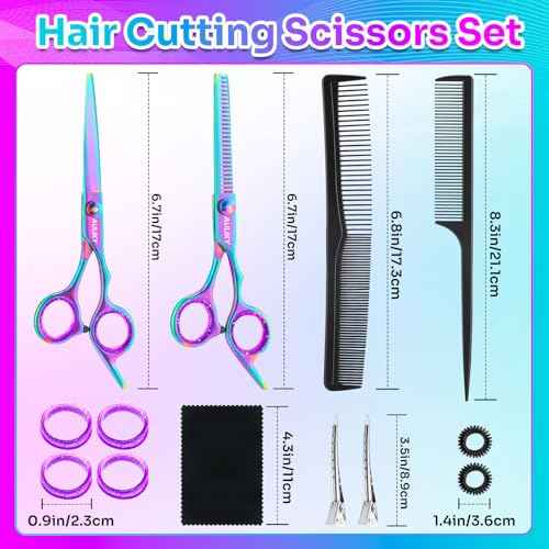 Hair Cutting Scissors Shears Kit, 6.7¡± Barber Scissors,Professional Haircut Kit,Stainless Steel Hairdressing Thinning Scissors Shears for Barber,Salon,Women,Home,Men