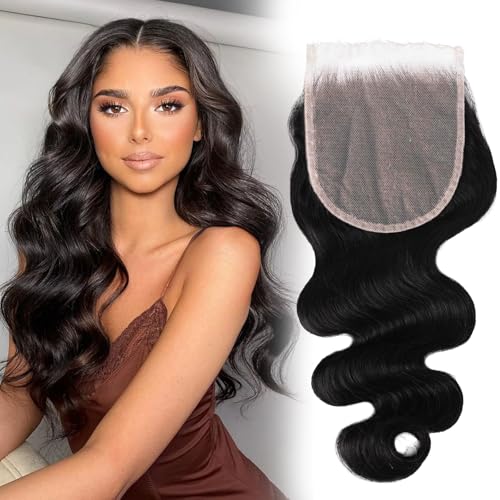 5x5 Skinlike Real Hd Lace Closure,Ultra Thin Real Hd Lace Single Knot 100% Human Hair Frontal Natural Hairline Body Wave Natural Black 14 Inch