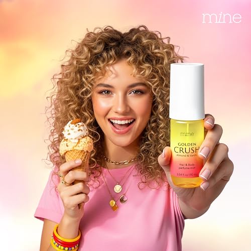 Mine Hair Perfume for Women, Hair and Body Mist - IFRA Safety Certificate, Long Lasting, Lightweight, Freshen Hair, Body & Pillows - Almond & Vanilla Scent - 3.04 oz