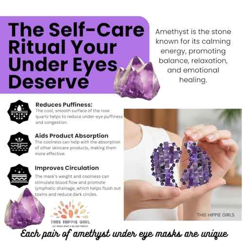 Crystal Under Eye Mask ? Rose Quartz or Amethyst Cooling Eye Mask for Puffiness, Dark Circles & Relaxation ? Handcrafted Gemstone Facial Tool by This Hippie Girl (Amethyst)