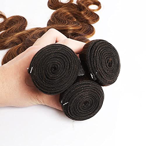 Chocolate Brown P4/30 Human Hair Bundles 20 22 24 Inch Body Wave Bundles Human Hair Unprocessed Remy Brazilian Virgin Soft Quick Weave Hair Bundles for Black Women