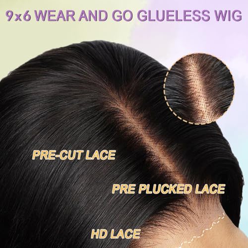30 Inch Body Wave Lace Front Wigs Human Hair 9x6 Glueless Wigs Human Hair Pre Plucked Pre Cut 220% Density Glueless Wigs for Black Women
