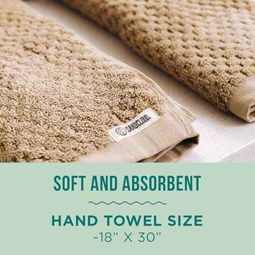 Sand Cloud Turkish Bath Towels for Bathroom, Set of 2 (Atom Sand, Large) - Luxury Soft Linen Turkish Organic Cotton Yarn is Luxurious & Absorbent - Premium Shower & Bathroom Towels Dry Faster