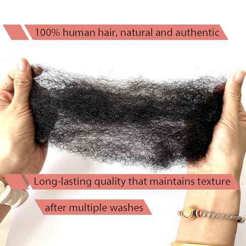 Tight Afro Kinky Human Hair for Dreadlocks,Ideal for Making Locs,Repair Extensions,Twist or Braids 2 Bundles/Package Natural Black #1B 12inch