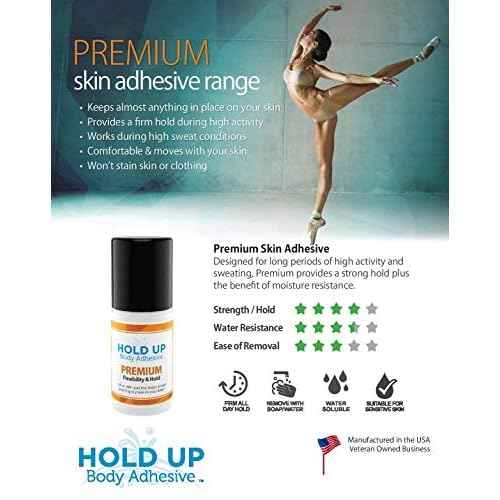 Premium ? Roll On Body Glue for Dancers, Compression Socks, Thigh Highs, Costumes, Cosplay & More ? Skin-Safe, Sweat-Resistant Adhesive ? 2 oz ? Made in The USA