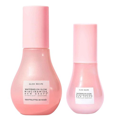 Glow Recipe Watermelon Glow Niacinamide Dew Drops - Hydrating & Illuminating Makeup Primer for Dewy, Glass Skin - Hyaluronic Acid Serum for Face Brightening, Plumping, & Highlighting (40 ml + 15 ml)