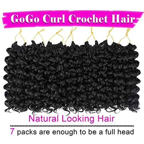7 Packs GoGo Curl Crochet Hair 10 Inch Short Curly Crochet Hair for Women Water Wave Beach Curl Deep Twist Crochet Braids Synthetic Braiding Hair Extensions (10 Inch, 1B)