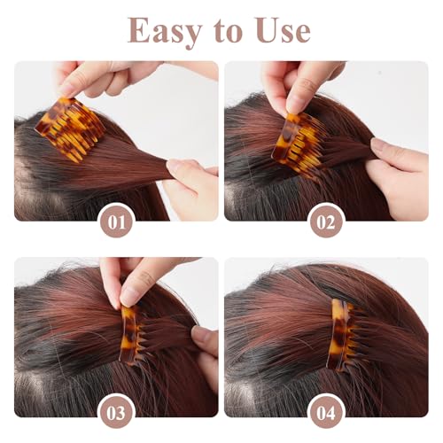 Hair Clips, 4 Pack French Comb or Women Decorative French Twist Hair Styling Accessories - Womens French Side Comb for Fine, Stylish Decorative Clips Tortoise, Brown