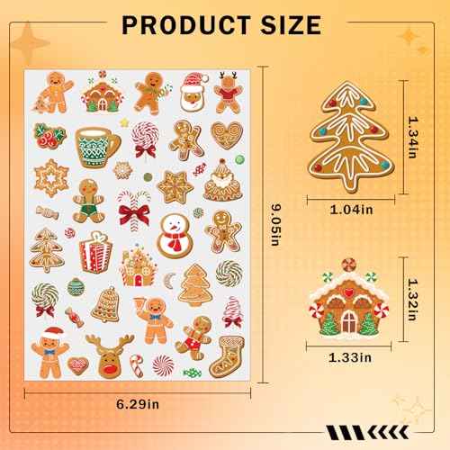 Merry Christmas Gingerbread Temporary Tattoos - 8 Sheets 280 Pcs Birthday Party Decorations Cute Man Cookies Tattoo Stickers for Boys Girls Xmas Party Favors Decor Gifts