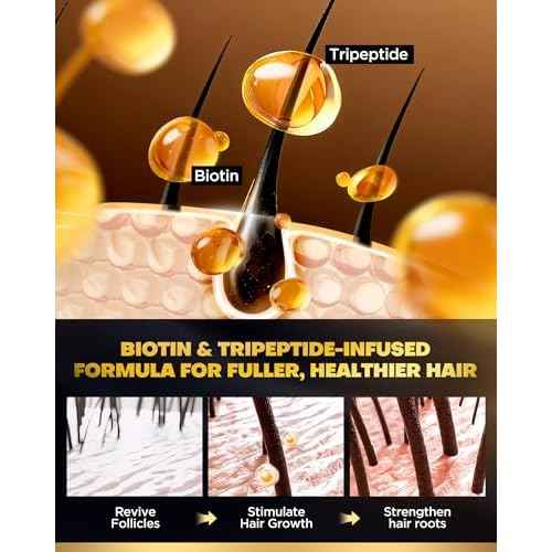Tripeptide-Infused Hair Growth Biotin Shampoo and Conditioner Set, Onion Anti-Loss Volumizing Moisturizing Treatment for Soft Shine Hair, Dandruff Routine Rosemary Shampoo for Men and Women, 2x16.9oz
