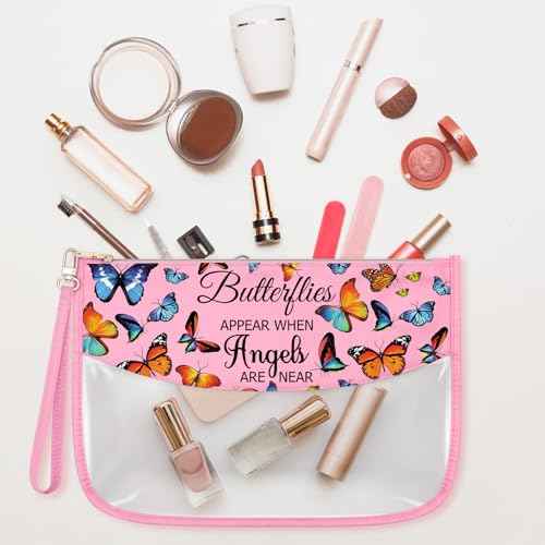 Sfodiary Butterfly Makeup Bag for Women Inspirational Gift for Butterfly Lover Animal Lover Funny Birthday Christmas Gifts for Her Daughter Sister Cosmetic Bag Zipper Travel Toiletry Pouch