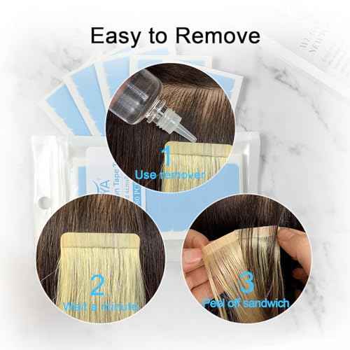 SUYYA 60 Pieces Hair Extension Tape Tabs Double Sided Extension Tapes for Replacement 4cm x0.8cm (Blue)
