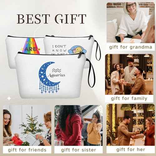 Aquarius Zodiac Gift Constellation Gift Zodiac Signs Makeup Bag Birthday Gift for Women Friends Sister Coworker