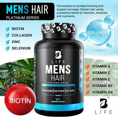 Men¡¯s Hair Growth Supplement ? Biotin & Collagen Hair Vitamins for Men ? Thicker, Fuller Hair, Nail & Scalp Support ? Hair Loss Supplement with Zinc, Selenium & Vitamins A C D E ? 60 Capsules