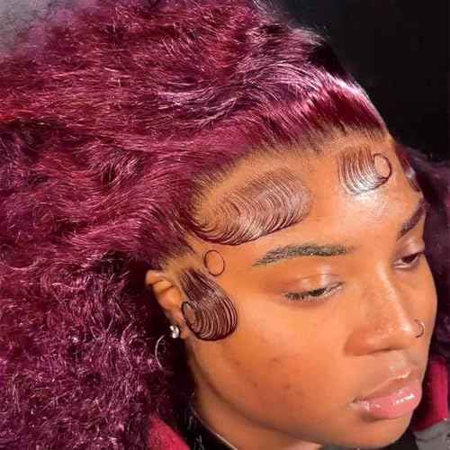 Burgundy Wig Human Hair 13x4 Deep Wave Lace Front Wigs Human Hair Pre Plucked 250% Density 99j Burgundy Lace Frontal Wigs Wet and Wavy Curly Wig for Women (18 Inch)