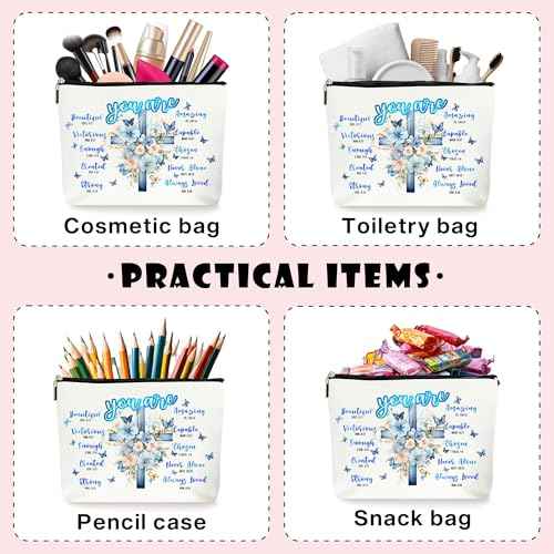 Christian Gifts for Women with Bible Verse, Inspirational Motivational Cheer Up Thoughtful Gifts for Women, Christian Mothers Day Christmas Birthday Gifts for Women, Cosmetic Makeup Bags. (064)