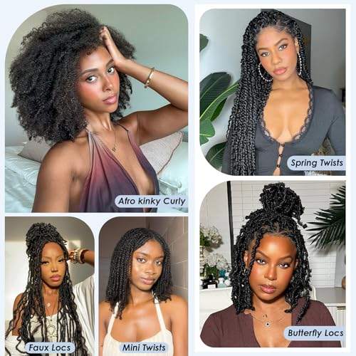 Afro Kinkys Bulk Human Hair,20 Inch 50g/Pack Afro Kinky-Curly Human Hair Bulk for Mini Twist, 4C Bulk Human Braiding Hair For Micro,Crochet,Repair, Dreadlocks,Locs Extensions