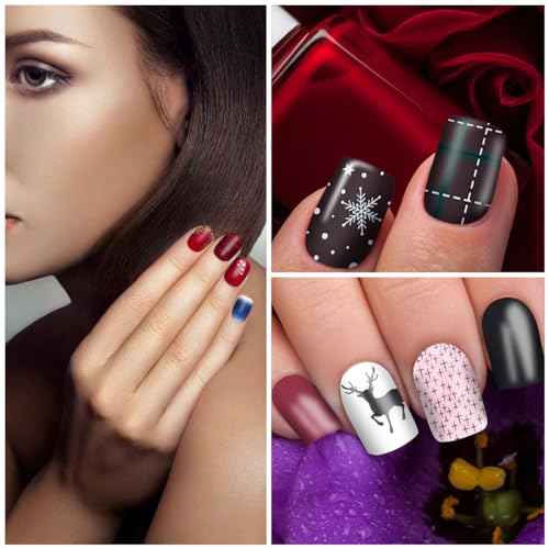 WOKOTO 20 Sheets Christmas Nail Polish Stickers Strips with 1pc Nail File Self Adhesive Winter Nail Art Wraps Decals Manicure Accessories Nail Polish Strips Stick On Nails Christmas Nail Stickers
