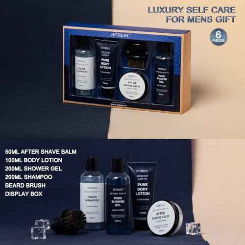 Fathers Day Gifts for Men Dad Care Package Self Care Kit, 5 Pcs Cedarwood & Amber Fragrance Spa Gifts for Man, Fathers Day Gifts, Travel Kit For Men,Mens Travel,Christmas Gift for Women