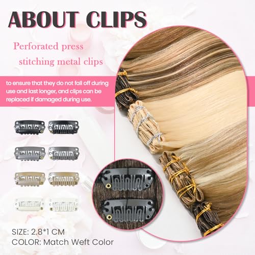 Aison Clip in Hair Extensions Real Human Hair 100G Medium Brown 100% Remy Human Hair Clip in Extensions Straight for Women 7pcs 16clips One Pack(20 Inch #4)