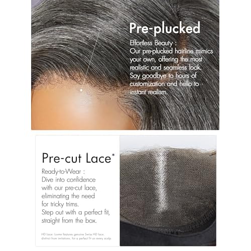 LUVME HAIR Salt & Pepper Layered Bob Glueless Pre-Cut Lace Wig Gray Wigs For Women Short Grey Hair Glueless Bob Wigs Pre Plucked Pre Cut Pixie Cut