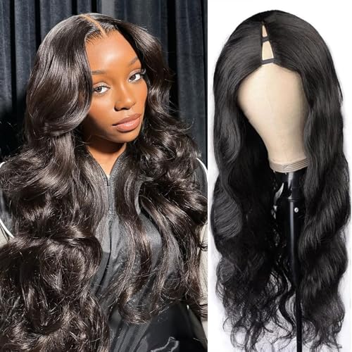 Body Wave V Part Wig Human Hair Glueless Clip In 100% Real Human Hair V-part Wigs No Glue No Sew In Upgrade U Part Wig For Beginners Friendly 200% Density 16 Inch