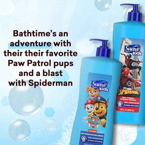 Suave Kids 3-in-1 Variety 2-Pack ??Spiderman Fresh Spider-Sense & Paw Patrol Adventure Bay Breeze, Shampoo, Conditioner & Body Wash, 28 Oz Ea