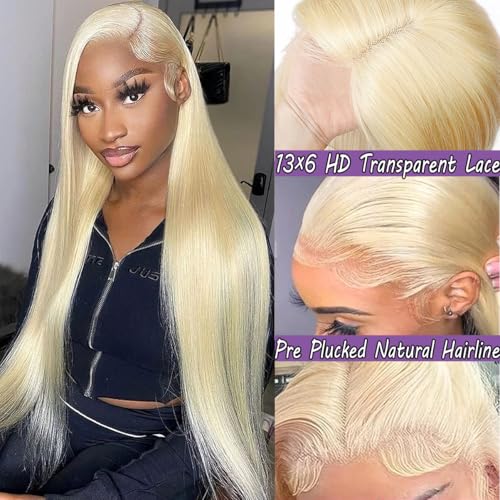 20 Inch 13¡¿6 613 lace front wigs human hair 200% density straight blonde wig human hair pre plucked With Baby Hair