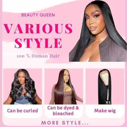 Beauty Queen 16A Human Hair Bundles Straight (16 16 16 Inch) 100% Unprocessed Brazilian Weave 3 Bundles Thick Straight Virgin Remy Human Hair Natural Color Hair Extensions