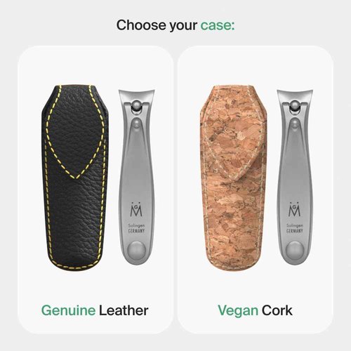 GERMANIKURE Nail Clippers Set in Black Leather Case – Ethically Made in Solingen Germany, FINOX Stainless Steel Tools – Professional Quality Manicure & Pedicure Kit