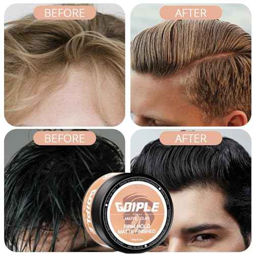Hair Styling Clay, Matte Finish Hair Paste for Men, Water Based Matte Texture, Clay Pomade Ideal for All Men's Hair Types 100g (3.5oz)