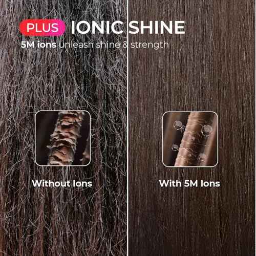 TYMO Ring Plus Ionic Hair Straightener Brush - Straightening Comb with Negative Ions for Women, Titanium Coating, 9 Temp Settings & LED Display, Dual Voltage, Professional Styling Tools