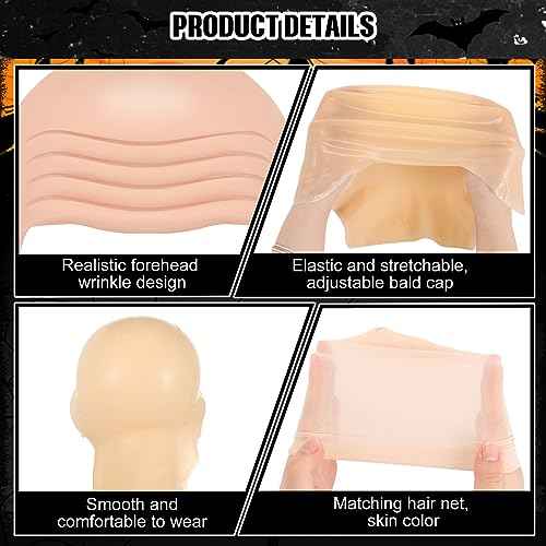 WILLBOND 4 Pcs Halloween Bald Caps Makeup Latex Bald Caps Head Wig hat Costume Accessories for Adults