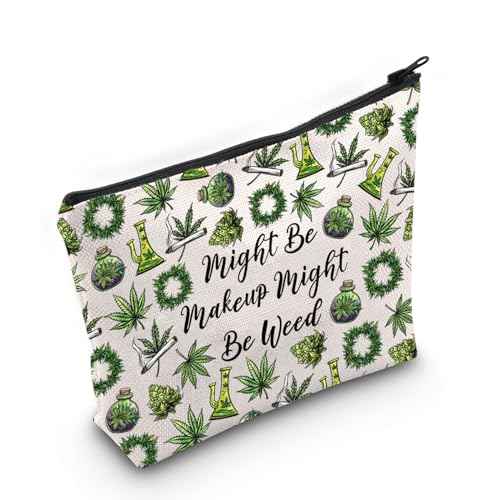 JXGZSO Funny Weed Makeup Bag With Zipper Gifts For Women Might Be Makeup Might Be Weed Cosmetic Bag (Weed Bag)